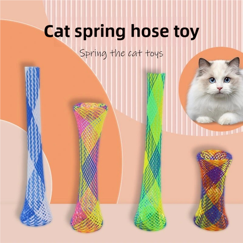 Pet Cat Toy Cat Grinding Claw Spring Bite Toy Stretch Elastic Color ...