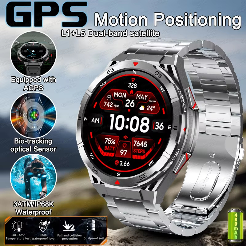 2025 New GPS Smart Watch Built-in Compass Barometric Altimeter Watch ...