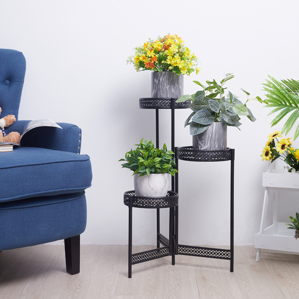 3 Tier / 4 Tier Folding Plant Stand Flower Pot Holder Planter Display ...