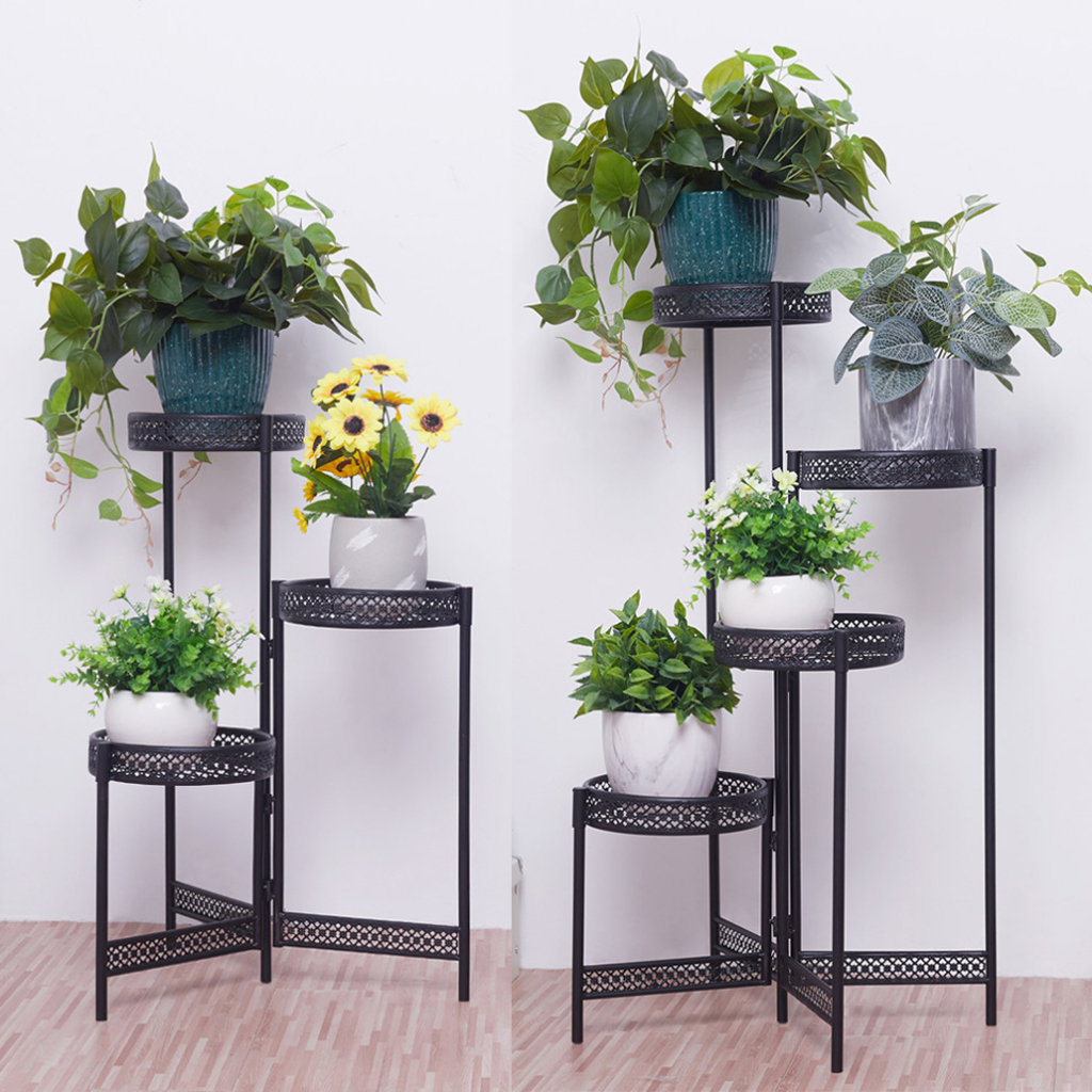 3 Tier / 4 Tier Folding Plant Stand Flower Pot Holder Planter Display ...