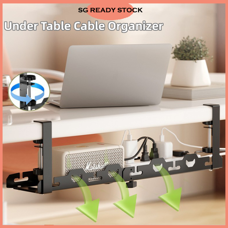 【STOCK SG】Extendable Under Desk Cable Management Metal Cable Tray Under ...