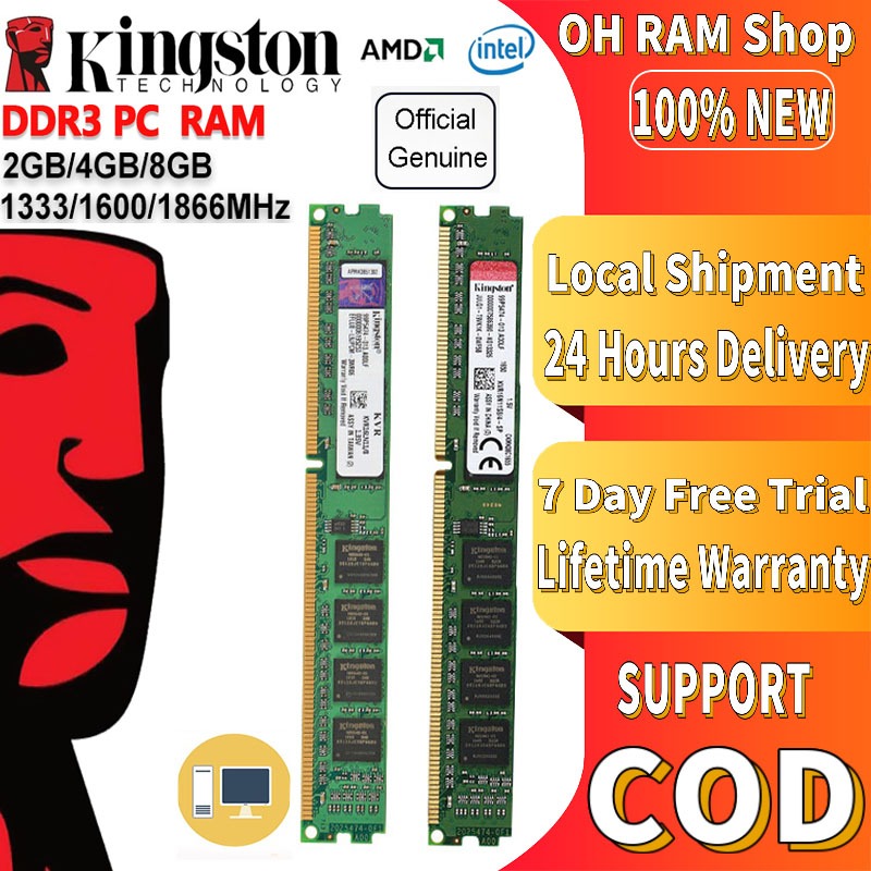 【Local delivery】Kingston 4GB 8GB DDR3 RAM 1866 16001333 Desktop Memory ...