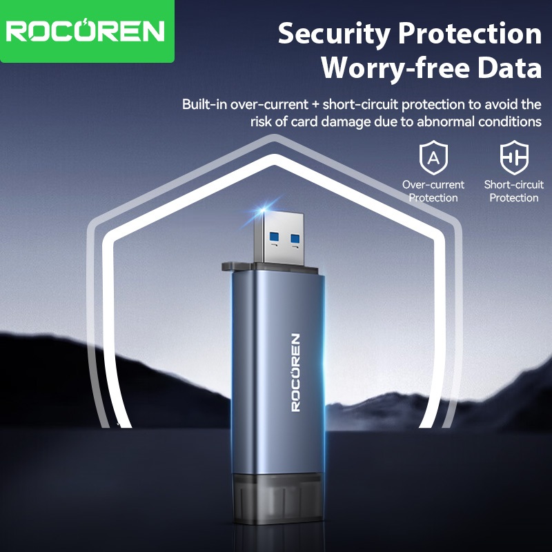 Rocoren Fast Card Reader 2 in 1 SD TF OTG Type-C& USB 3.0 Smart Memory ...
