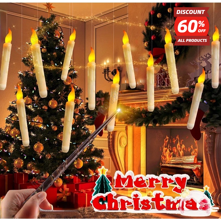 12/20pcs Flameless Floating Led Candles Light Magic Wand Remote Control ...