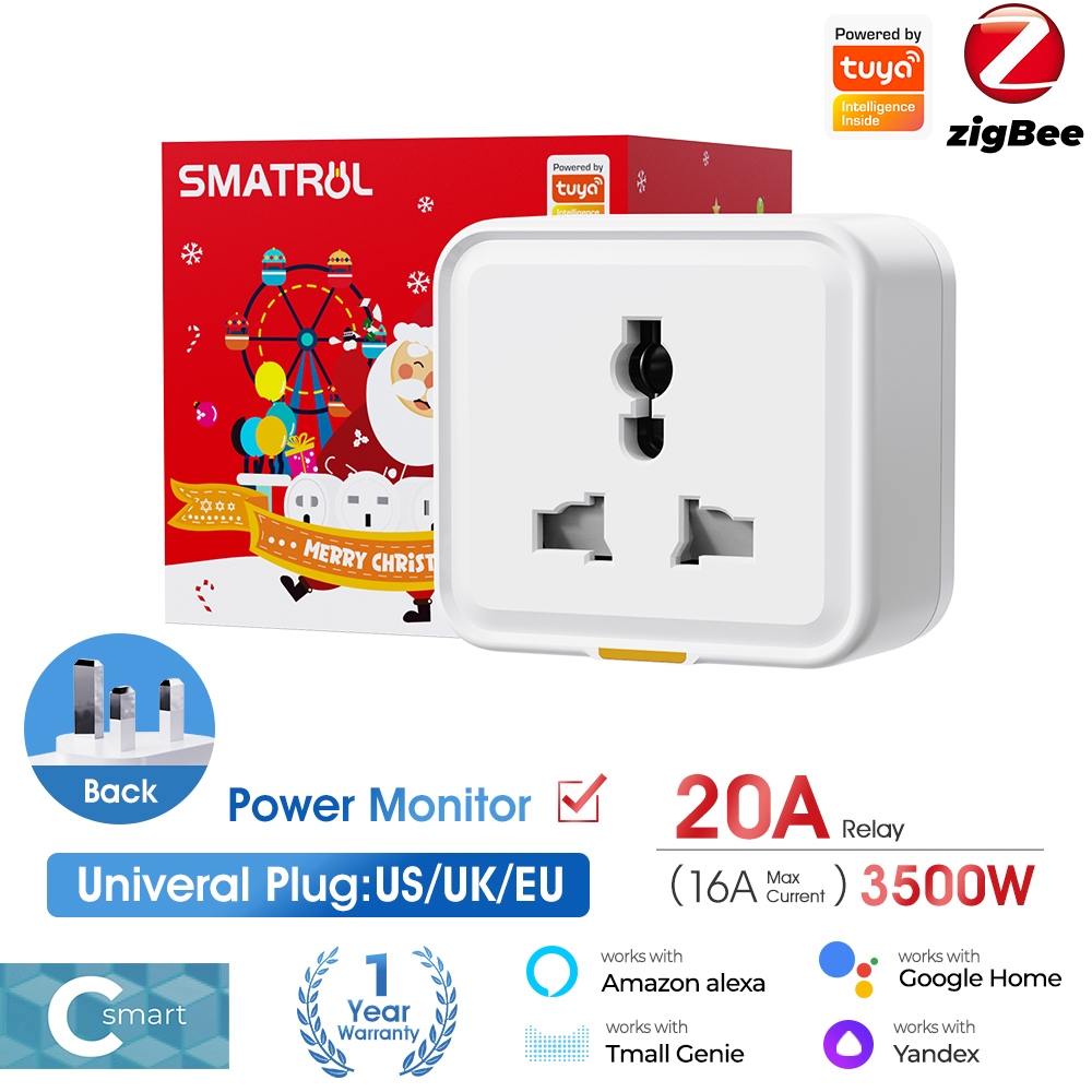 SMATRUL Tuya Zigbee Smart Socket Universal Plug Socket Power Monitor ...