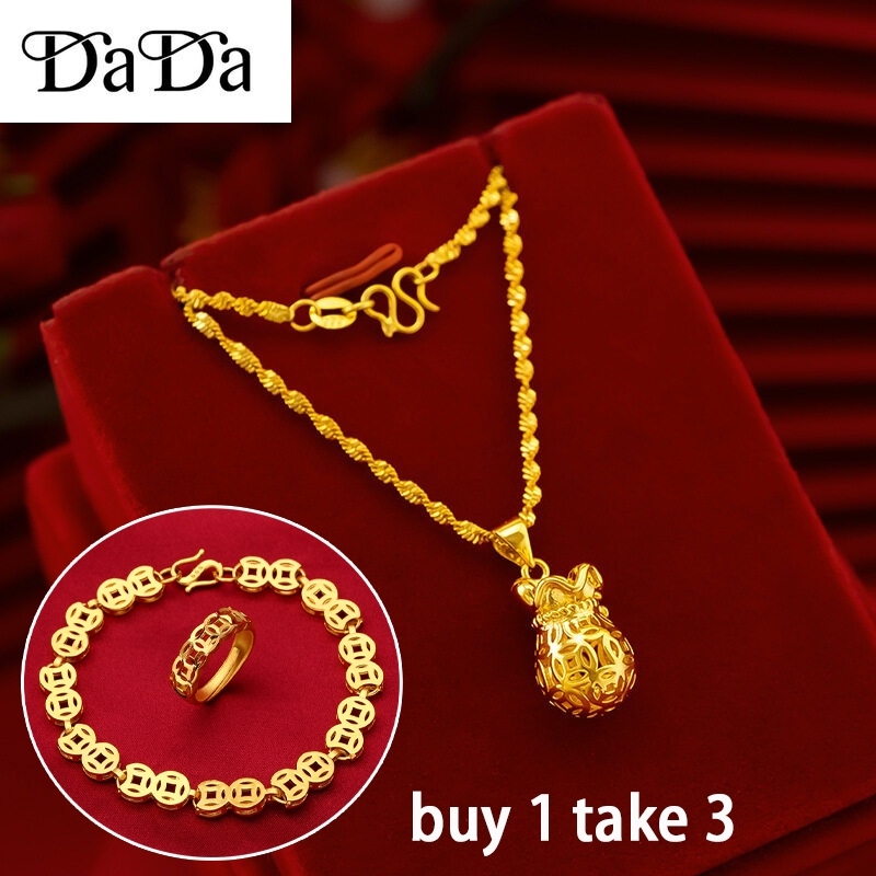 Emas 916 Gold Necklace Lucky Money Bag Gold Short Necklace Female