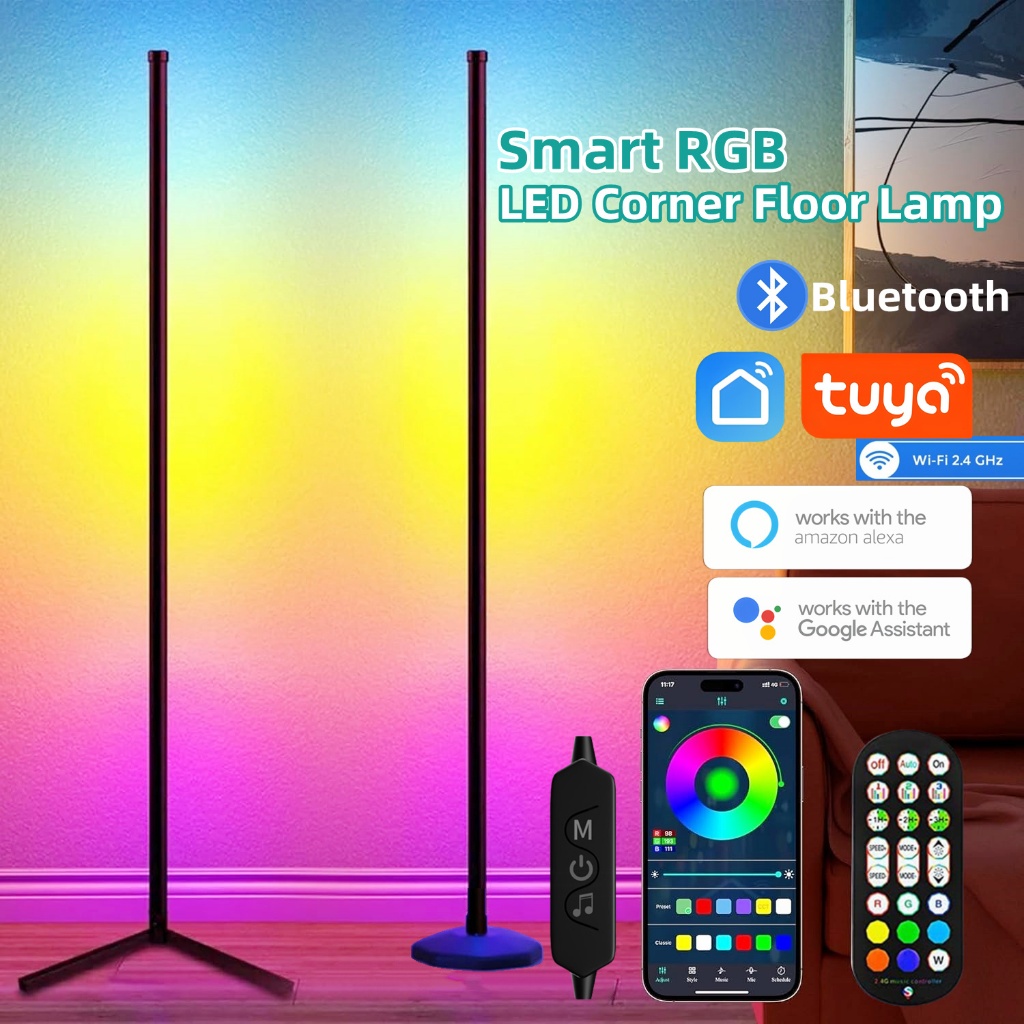 Smart RGB Corner Floor Lamp with Bluetooth or Wifi APP Control 180CM 5V ...
