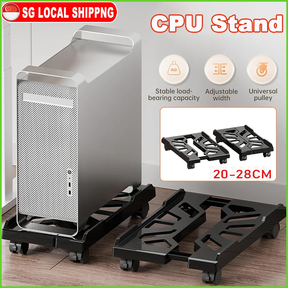 SG Stock Computer Cpu Stand Adjustable Cpu Roller Stand With Wheels ...