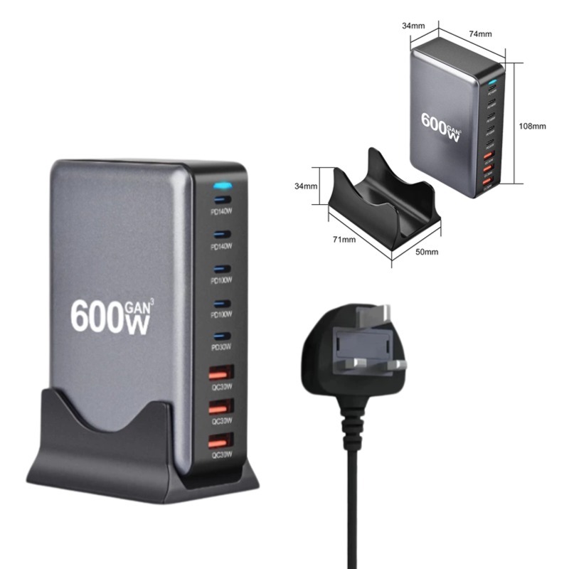 【SG STOCK】GAN 600W Gallium Nitride Charger Desktop PD Charger 3A5C with ...