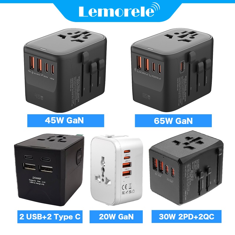 Lemorele Universal International Travel Adapter USB+Type C Fast ...