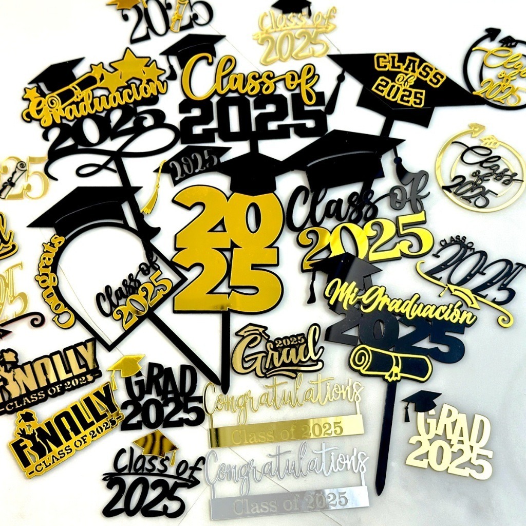 2025 Congrats Grad Cake Topper, Class of 2025 Themed Graduation Cake ...