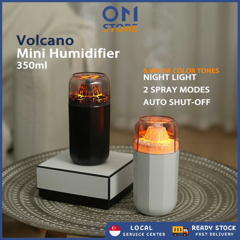【SG】Volcano Mini Humidifier Air Diffuser 350ml Auto-Shutoff 2Mist Modes ...