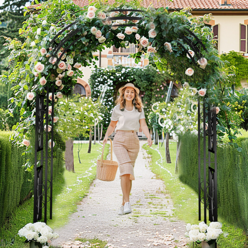 UNHO Heavy Duty Garden Arch Trellis for Climbing Plants Vine Wedding ...