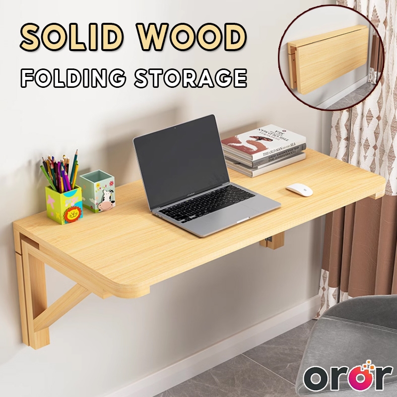OROR Office Desk Solid Wood Wall Hanging Table Dining Table Wall ...
