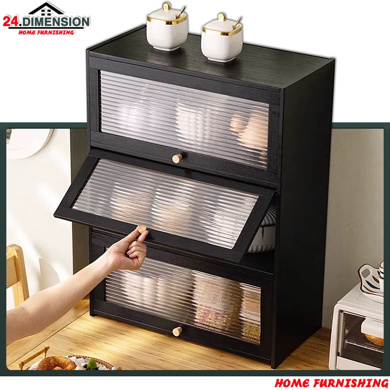 Black Kitchen Shelf Table Top Cabinet with Flip Door | Desktop ...
