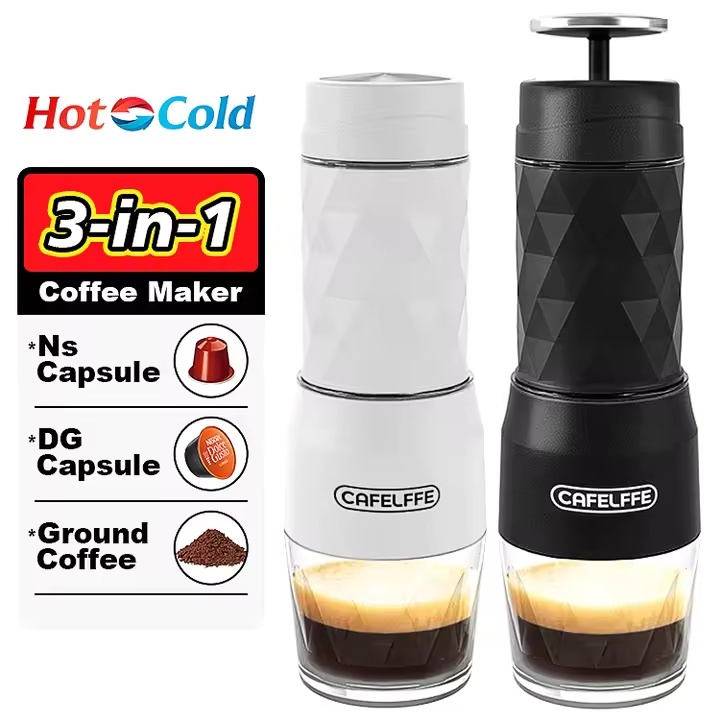 3 In1 Portable Coffee Machine Hot/Cold Water Manual Espresso Maker For ...