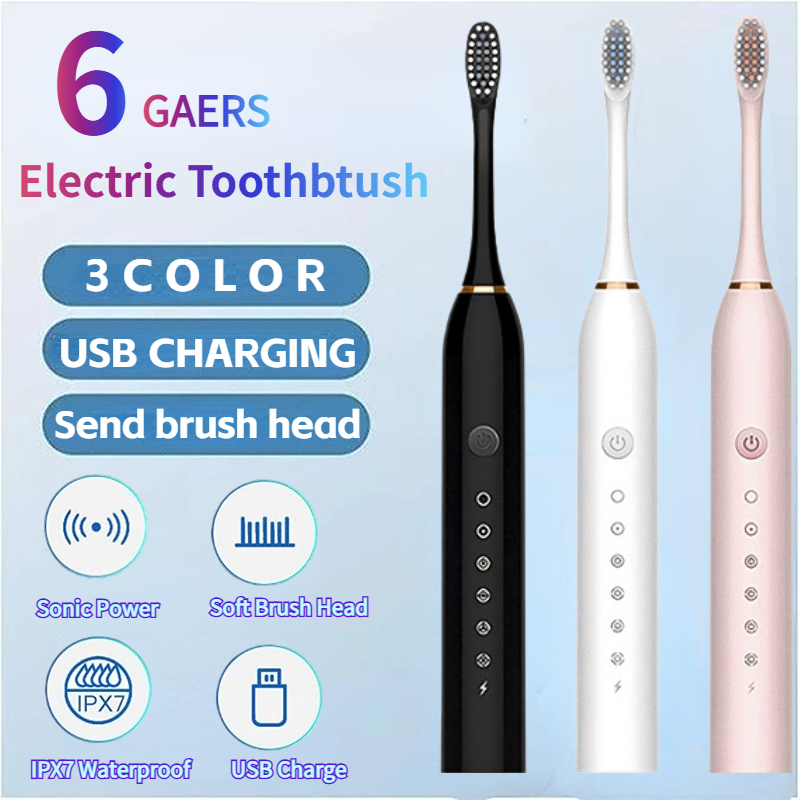 【2025 New】 Soundwave Electric Toothbrush 6-Mode USB Rechargeable ...