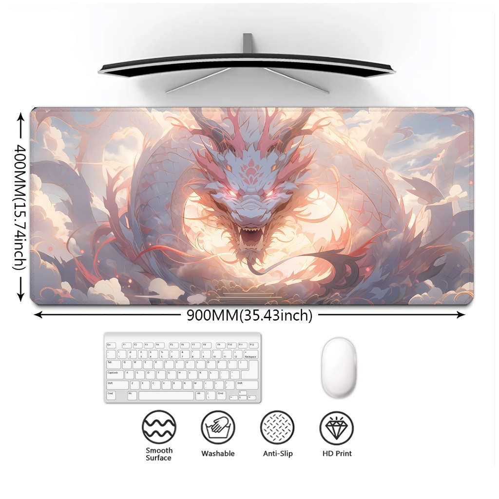 Mouse Pad Gaming White Chinese Dragon Mousepad Large Customize Extended ...