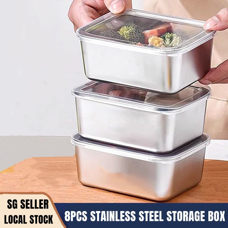 8 PCS Food Container Stackable Freezer Organizer Freezer Layer Storage ...