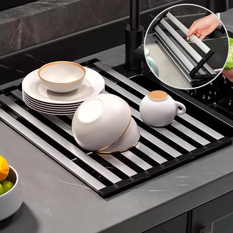 304 Stainless Steel Over Sink Drying Rack, Foldable Kitchen Sink ...