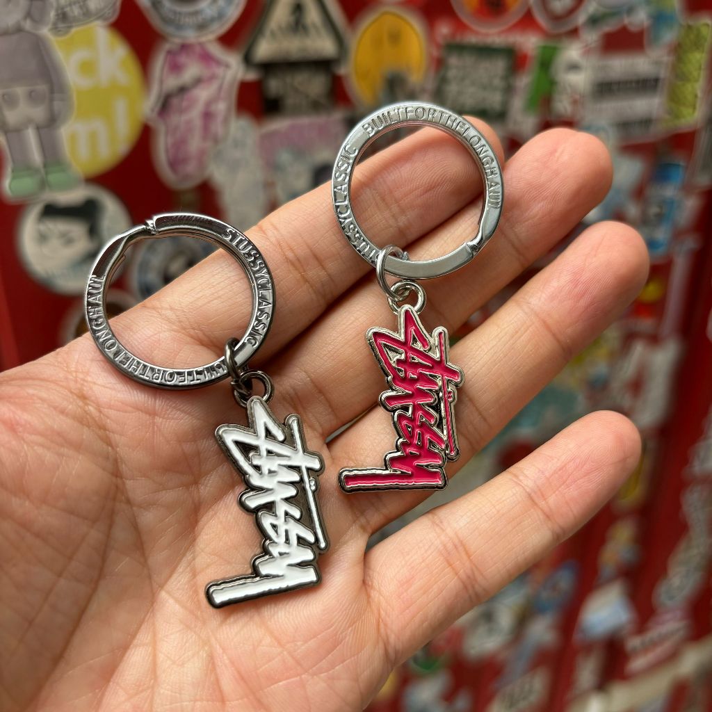 Street Wear stussy Keychain Backpack Pendant Stainless Steel logo