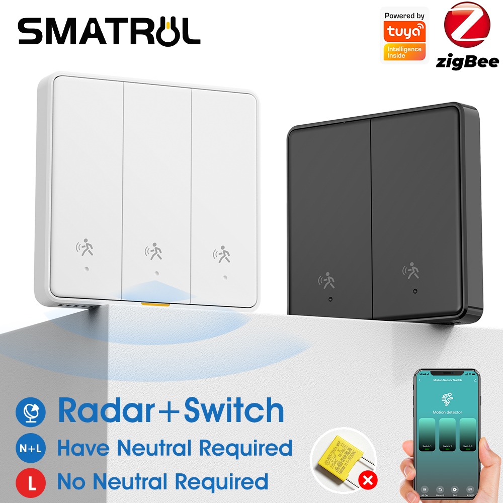 SMATRUL Tuya No Neutral Zigbee Smart Home Radar Induction Motion Sensor ...