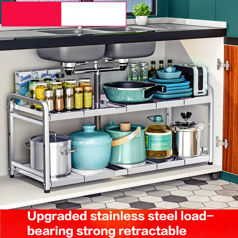 Kitchen Shelf New Kitchen under-Sink Rack304Stainless Steel Telescopic ...
