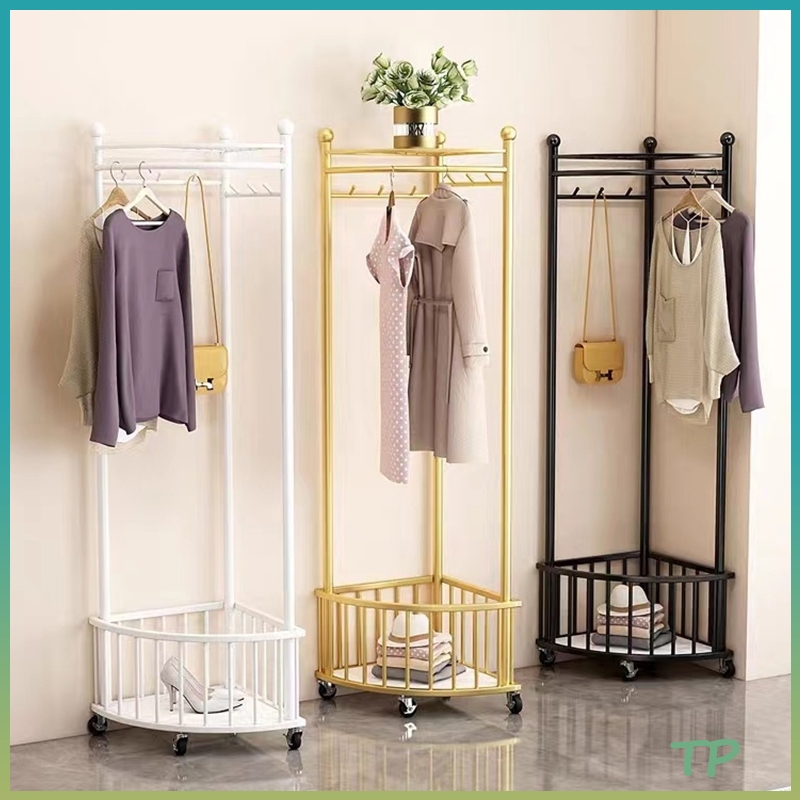 TP Movable Clothes Rack Bag Hanger with Wheels Drying Coat Hanging Bar ...
