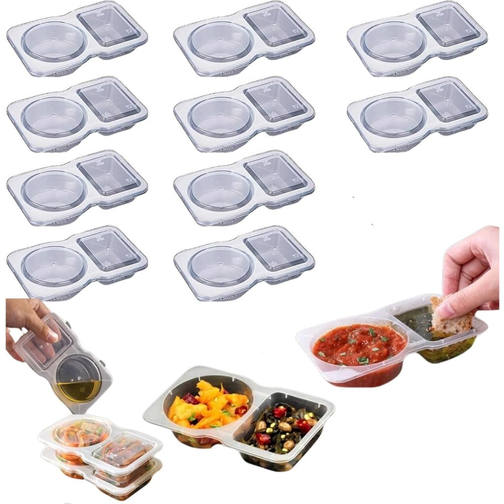 Condiment Container Dual Compartment Spice Box With Lids Snack ...