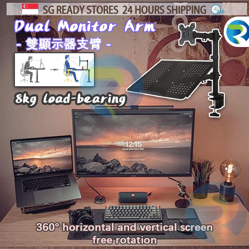 【SG Stock】 Monitor Mount / Standard Monitor Arm with Laptop Holder ...