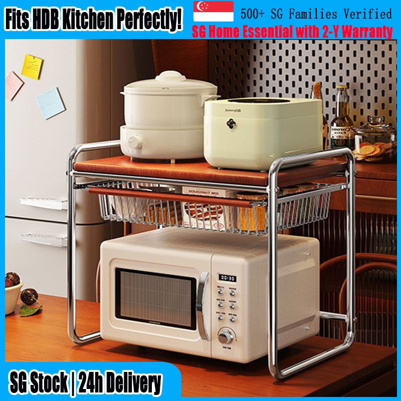 【SG Stock】Microwave Rack Oven Rack Shelf Kitchen Countertop Organiser ...