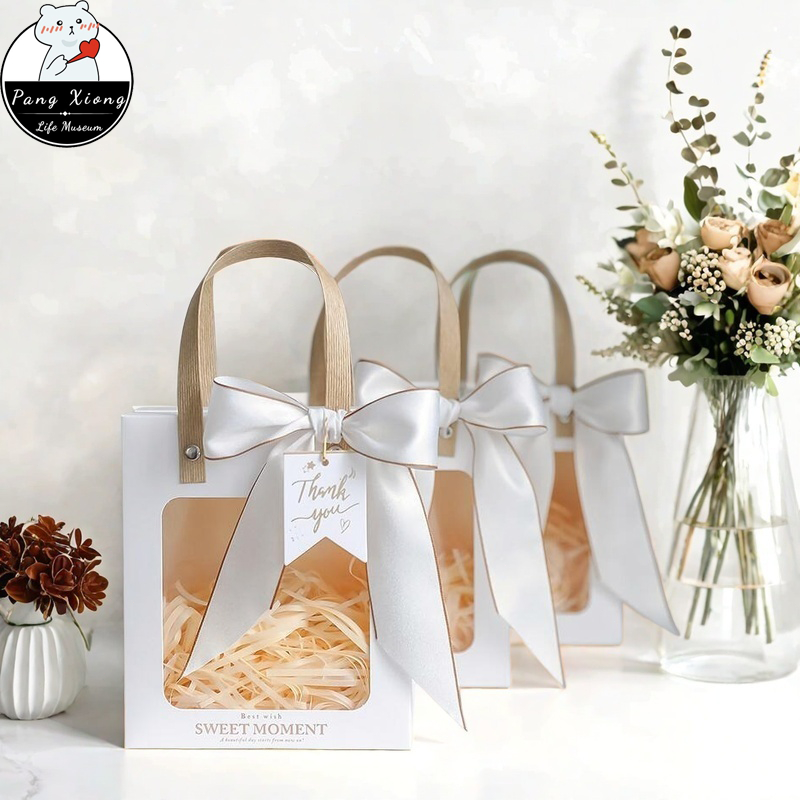 Gift Bag with Ribbon Transparent Window Paper Bag Goodie Bag Door Gift ...