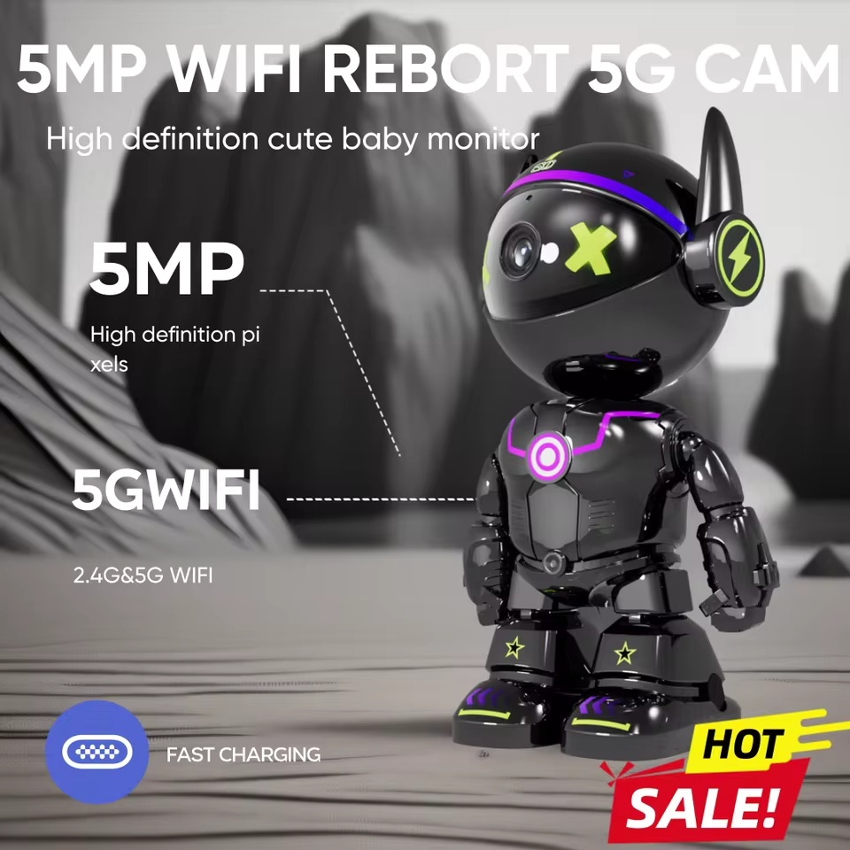 5MP PTZ WIFI IP Camera Wireless Home Security Robot Camera 360° Two Way ...