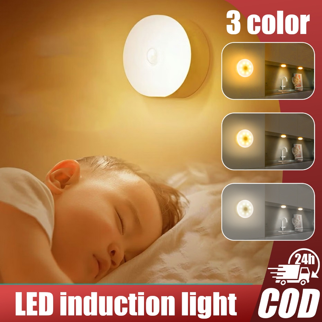 3 color LED Closet Lights Wireless Motion Sensor Puck Light, USB ...