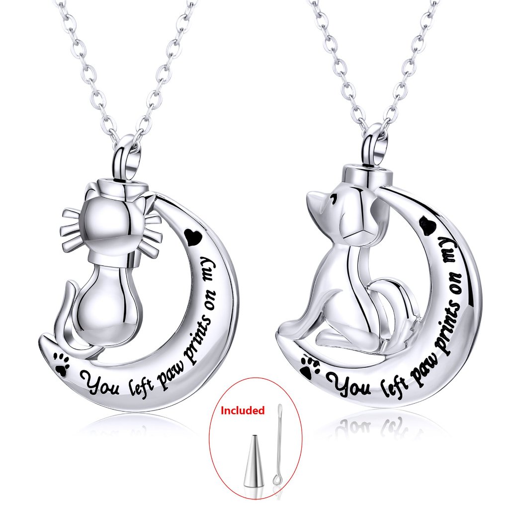 Stainless Steel Pet Memorial Jewelry - Cat dog Cremation Urn Necklace ...