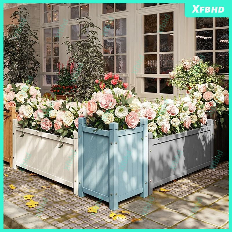 Outdoor Antiseptic Wood Flower Box Balcony Rectangular Planter ...