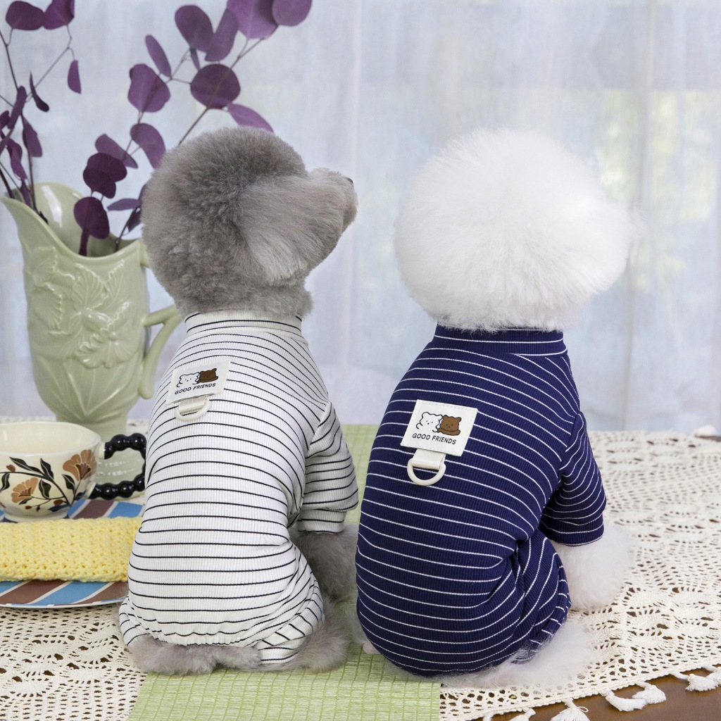 Cotton Dog Pajamas Stripe Design Puppy Jumpsuit Spring Dog Clothes ...