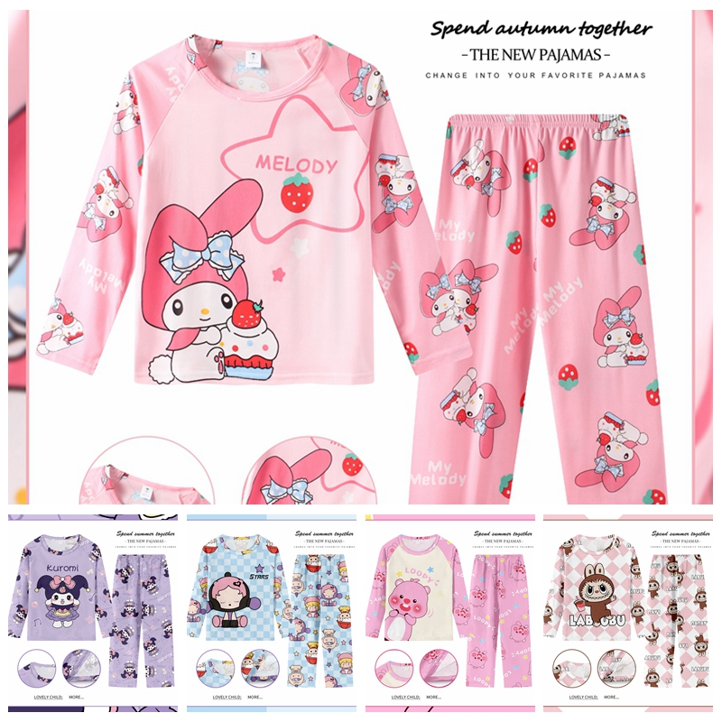 Kids Pyjamas Girl Sleepwear Cute Long Sleeve Cartoon Printing Children ...