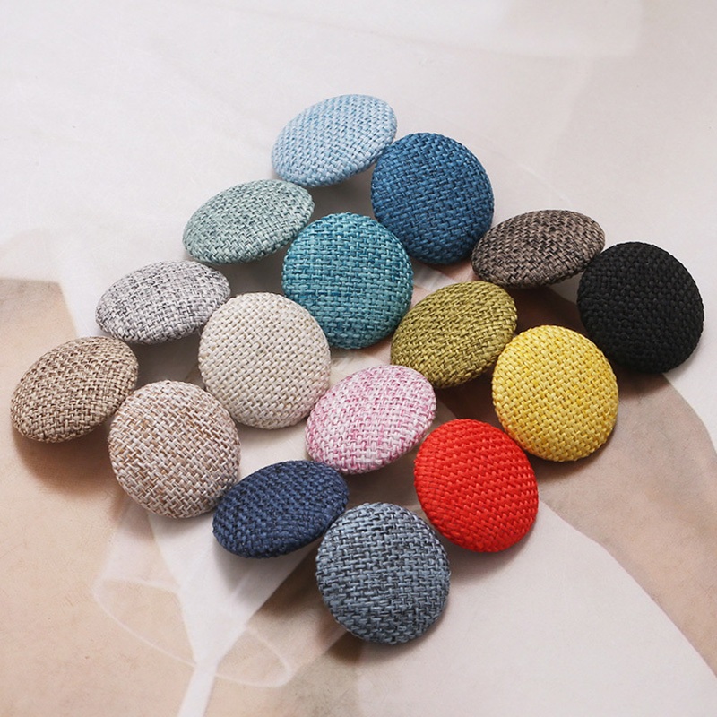 10pcs Metal Linen Covered Button Suit Coat Round Shank Buttons DIY ...