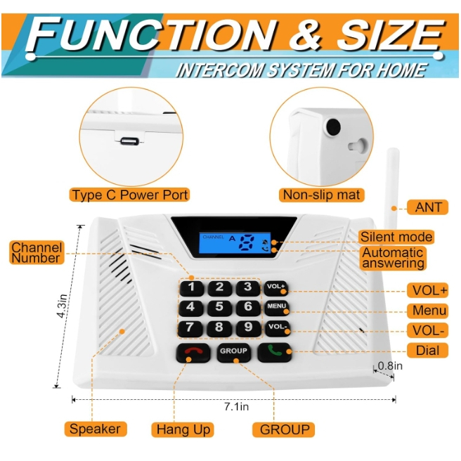 Intercoms Wireless for Home Upgrade, Hands Free Intercom 5300 Feet ...
