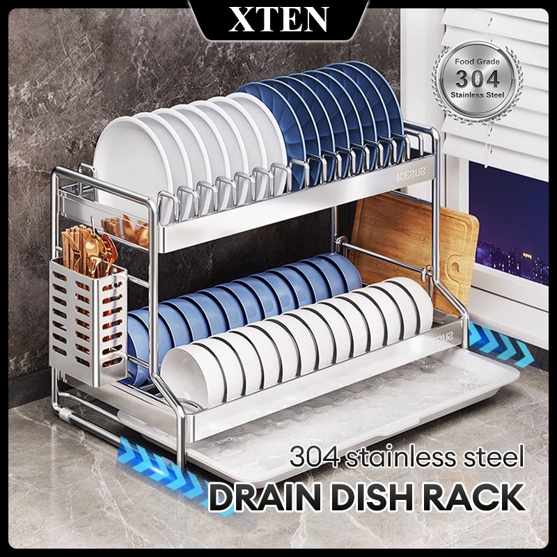 XTEN 304 Stainless Steel Dish Rack 2L/3L Dish Drainer Rack Dish Rack ...