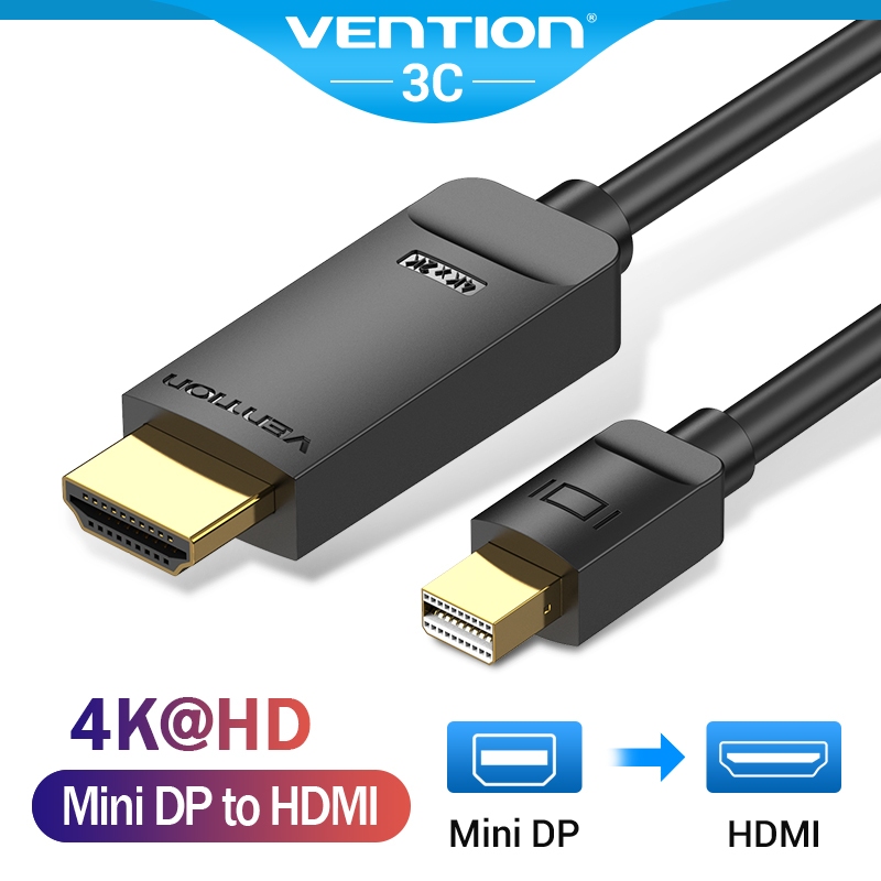 Vention 4K Mini DisplayPort to HDMI Cable Black for TV LCD Laptop ...
