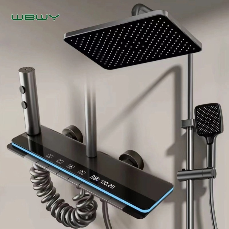Bathroom Pressurized Shower Head Set, All Copper Body Piano Keys ...