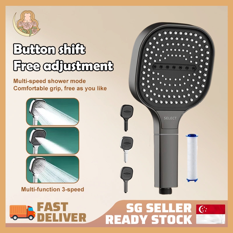 Shower Head 13CM Large Panel 3 Modes Bathroom Accessories High Pressure ...