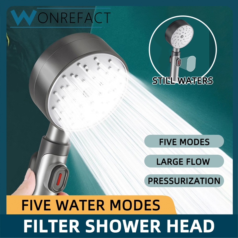 High Pressure Shower Head Set Shower with Hose 5 Adjustment Modes ...