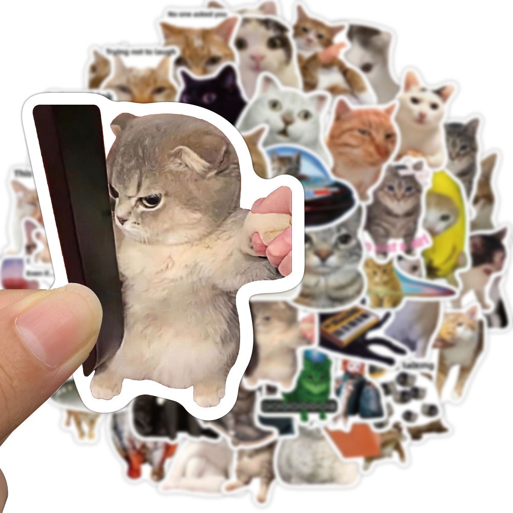 [Large Sticker]50PCS Funny Cat Stickers for Suitcase Skateboard Luggage ...