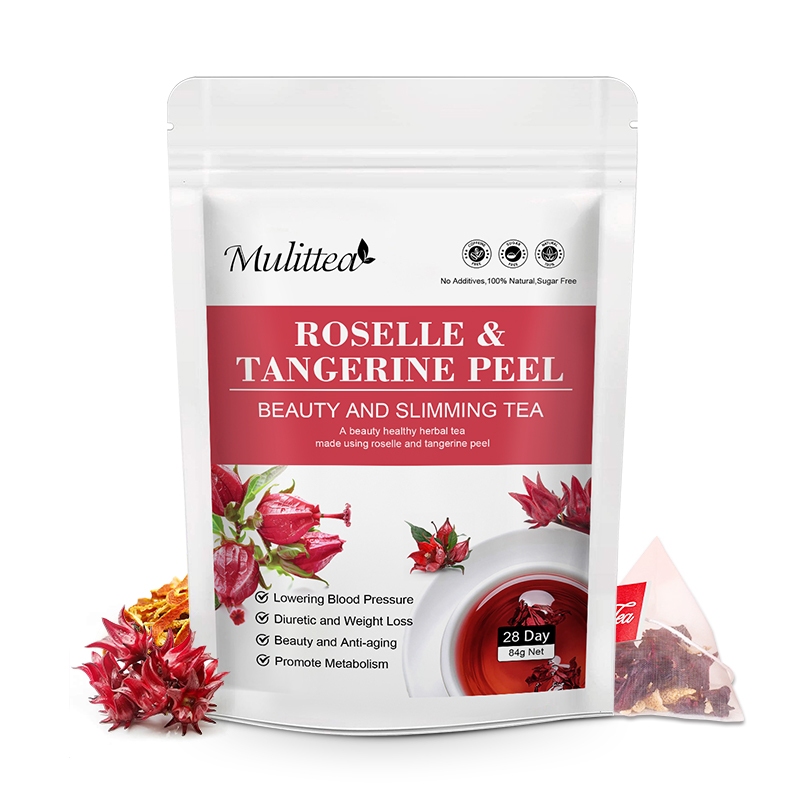 Mulittea Roselle Tea with Tangerine Peel Organic Hibiscus Flowers ...