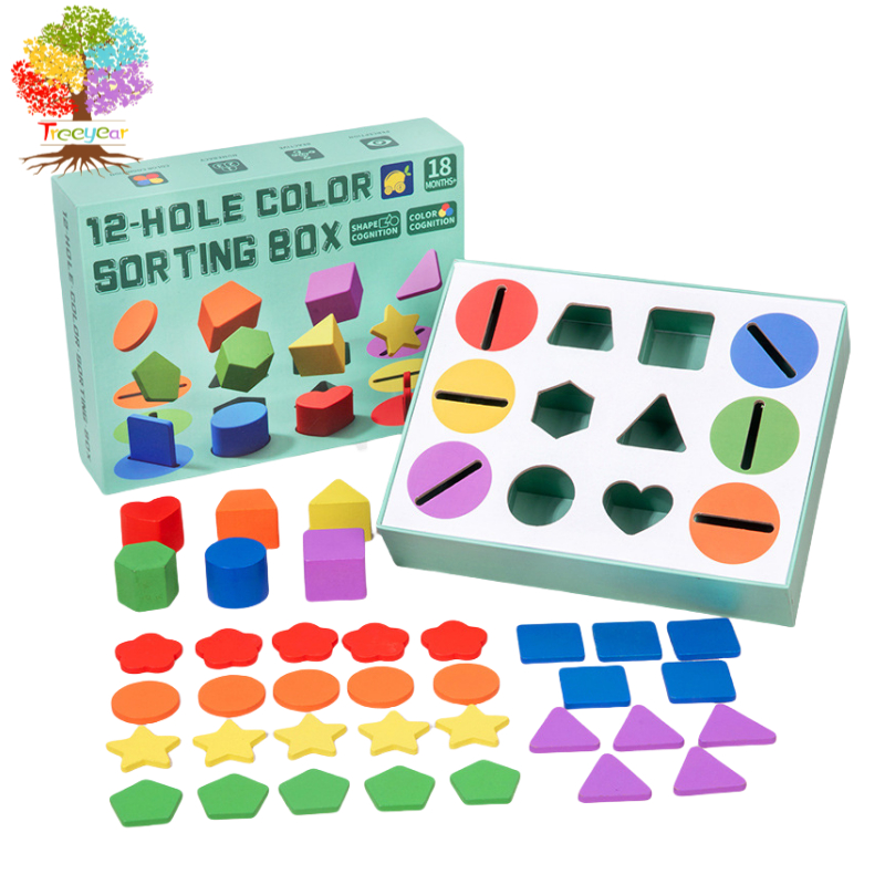 Kindergarten educational toys early education wooden shape cognitive ...