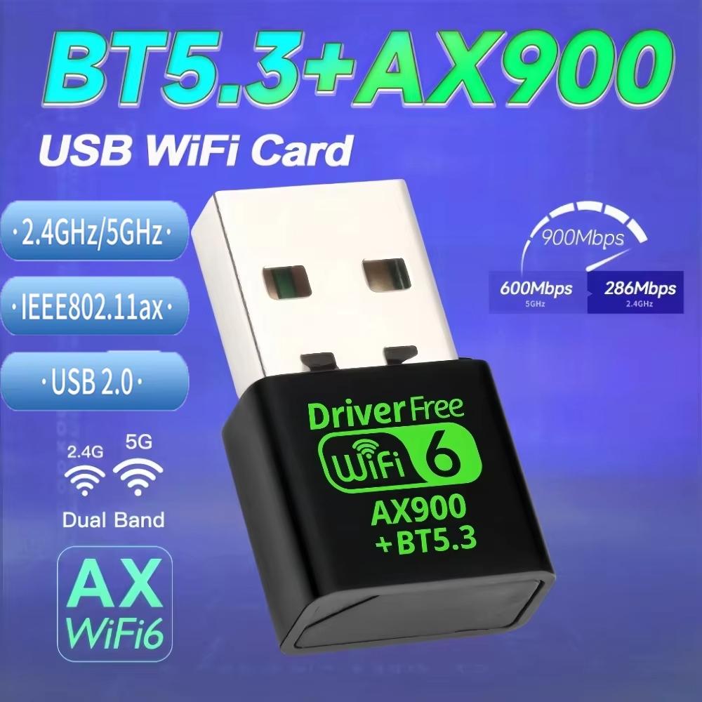 WIFI 6 AX900 Bluetooth 5.3 WIFI USB Adapter Wireless Network Plate 2.4G ...