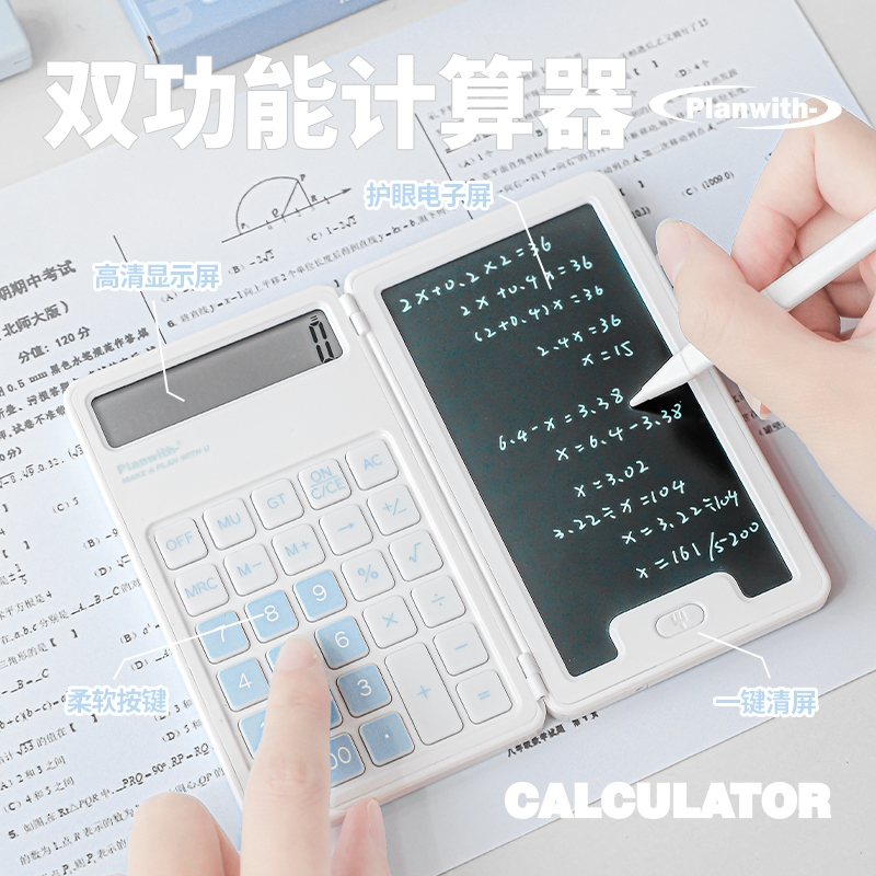 Mini Scientific Calculator with Writing Tablet Calculators Notepad Memo ...